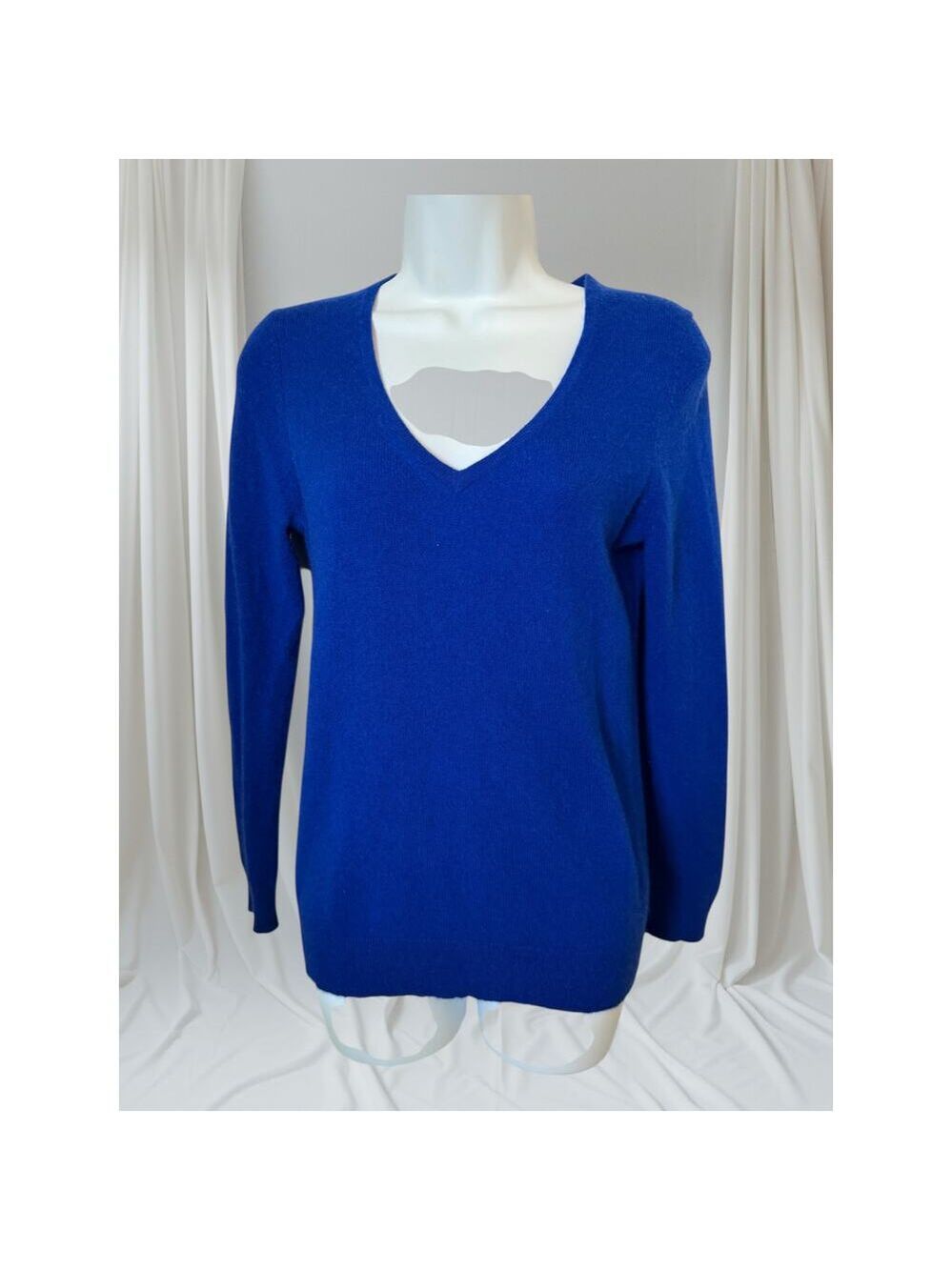 Charter Club Luxury 100% Cashmere V-Neck Sweater Blue Women’s Small Soft Knit